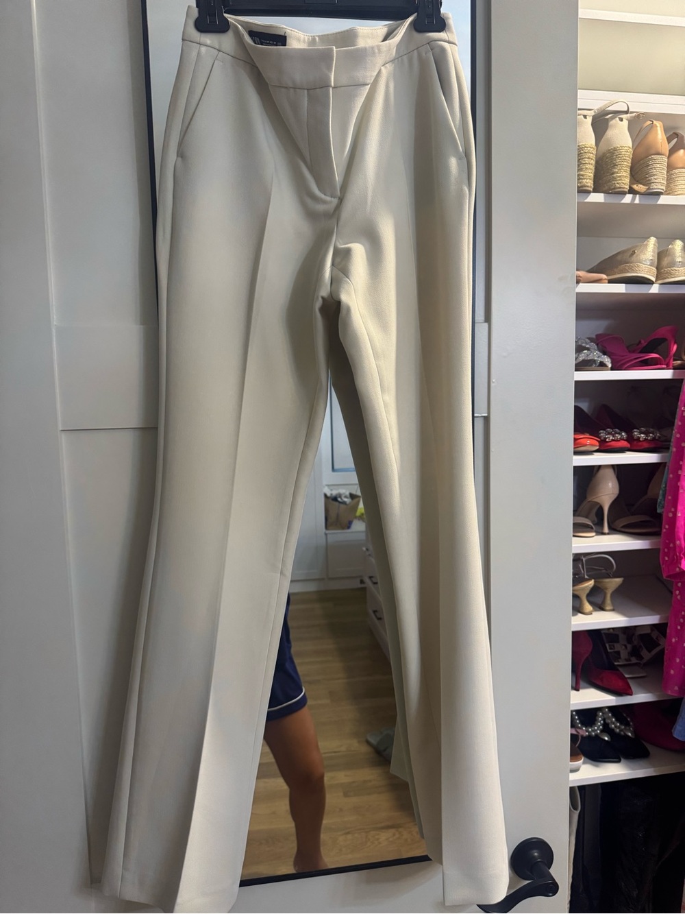 Zara Cream Boot-Cut Dress Pants